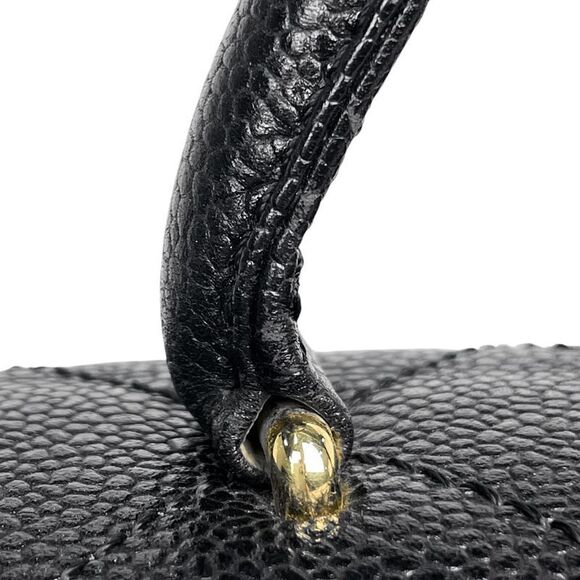 Chanel Cocomark Handbag Matelasse Handbag Caviar Skin Black A21397 Women's - Picture 9 of 14